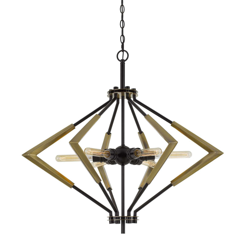 Geometric Diamond Metal Frame Chandelier With Chain, Black And Gold By Benzara | Chandeliers |  Modishstore 