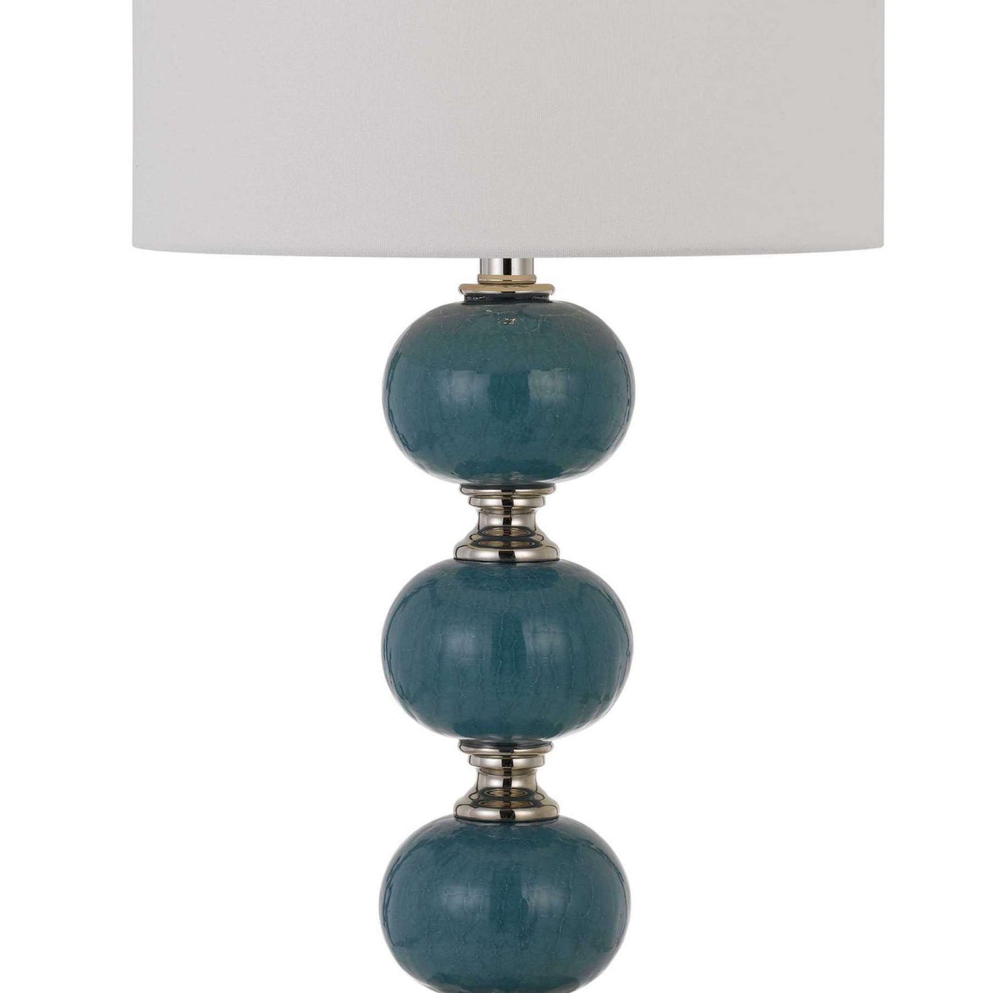 Stacked Ball Design Table Lamp With Fabric Shade, Set Of 2,Blue And Silver By Benzara | Table Lamps |  Modishstore  - 4