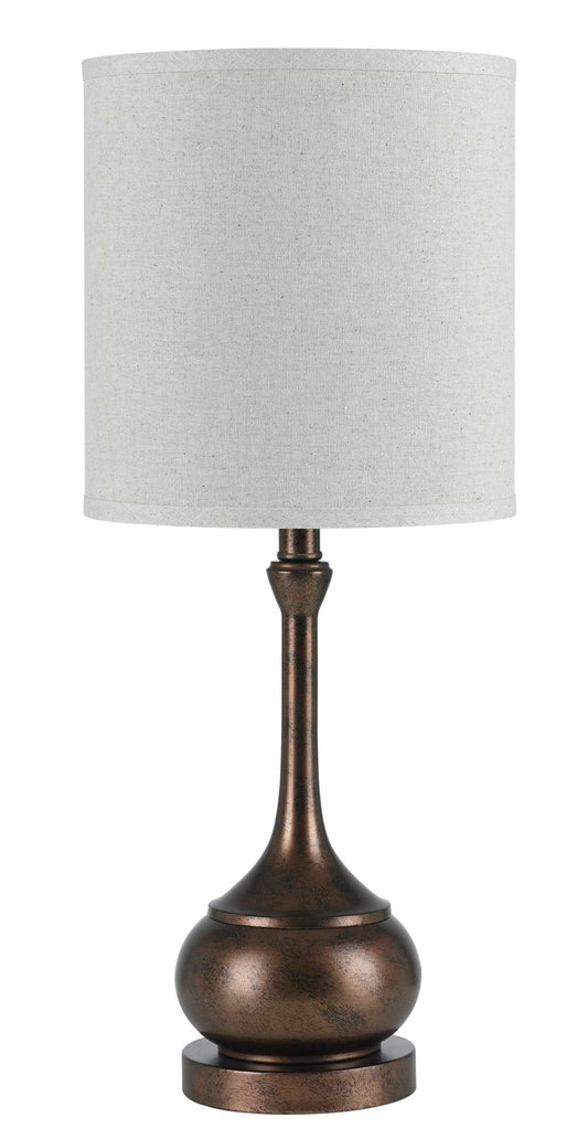 Elongated Bellied Shape Metal Accent Lamp With Drum Shade, Rustic Bronze By Benzara | Floor Lamps |  Modishstore 