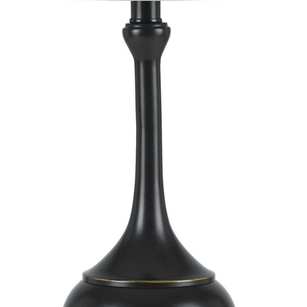 Elongated Bellied Shape Metal Accent Lamp With Drum Shade, Black By Benzara | Floor Lamps |  Modishstore  - 5