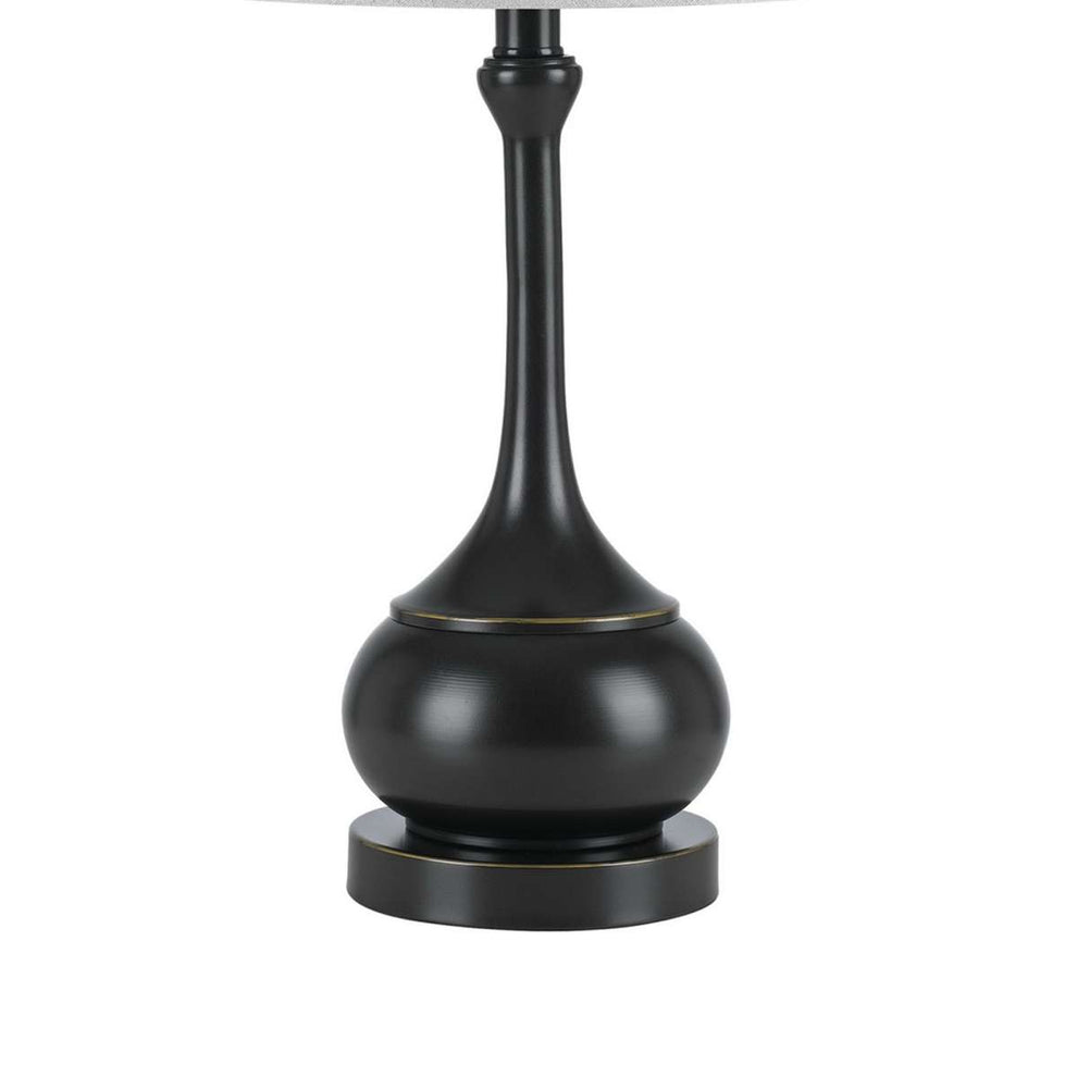 Elongated Bellied Shape Metal Accent Lamp With Drum Shade, Black By Benzara | Floor Lamps |  Modishstore  - 4