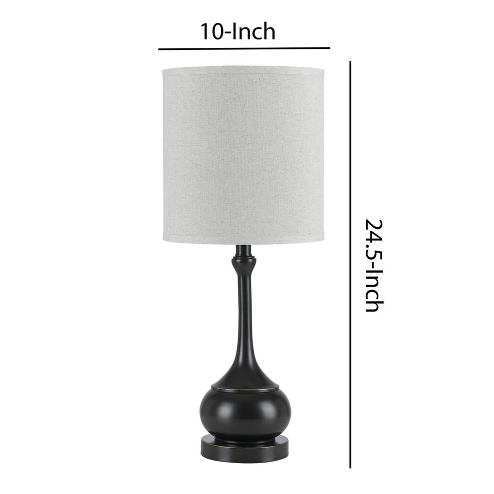 Elongated Bellied Shape Metal Accent Lamp With Drum Shade, Black By Benzara | Floor Lamps |  Modishstore  - 3