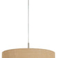 Metal Pendant Lighting With Fabric Circular Drum Shade And Cord, Beige By Benzara | Chandeliers |  Modishstore  - 5