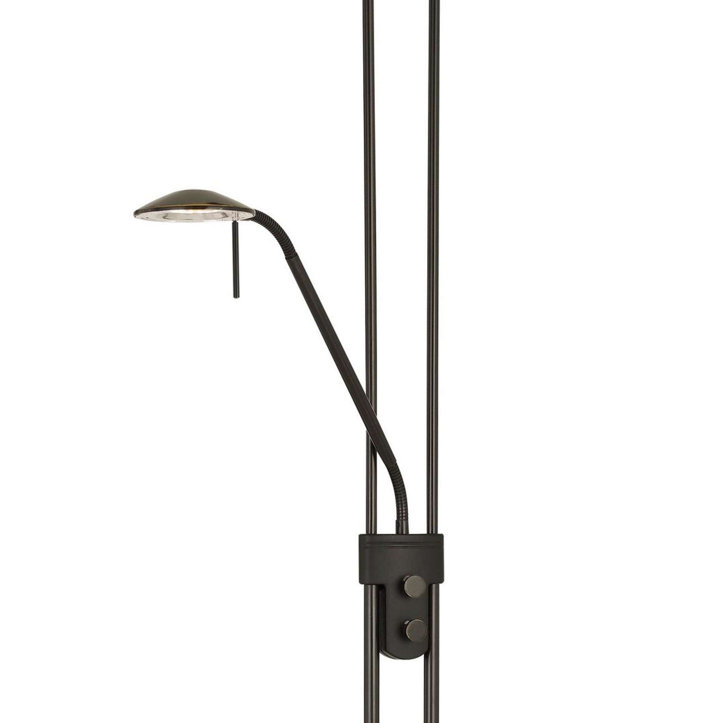 2 Metal Heads Torchiere Floor Lamp With Dimmer Control, Black By Benzara | Floor Lamps |  Modishstore  - 4