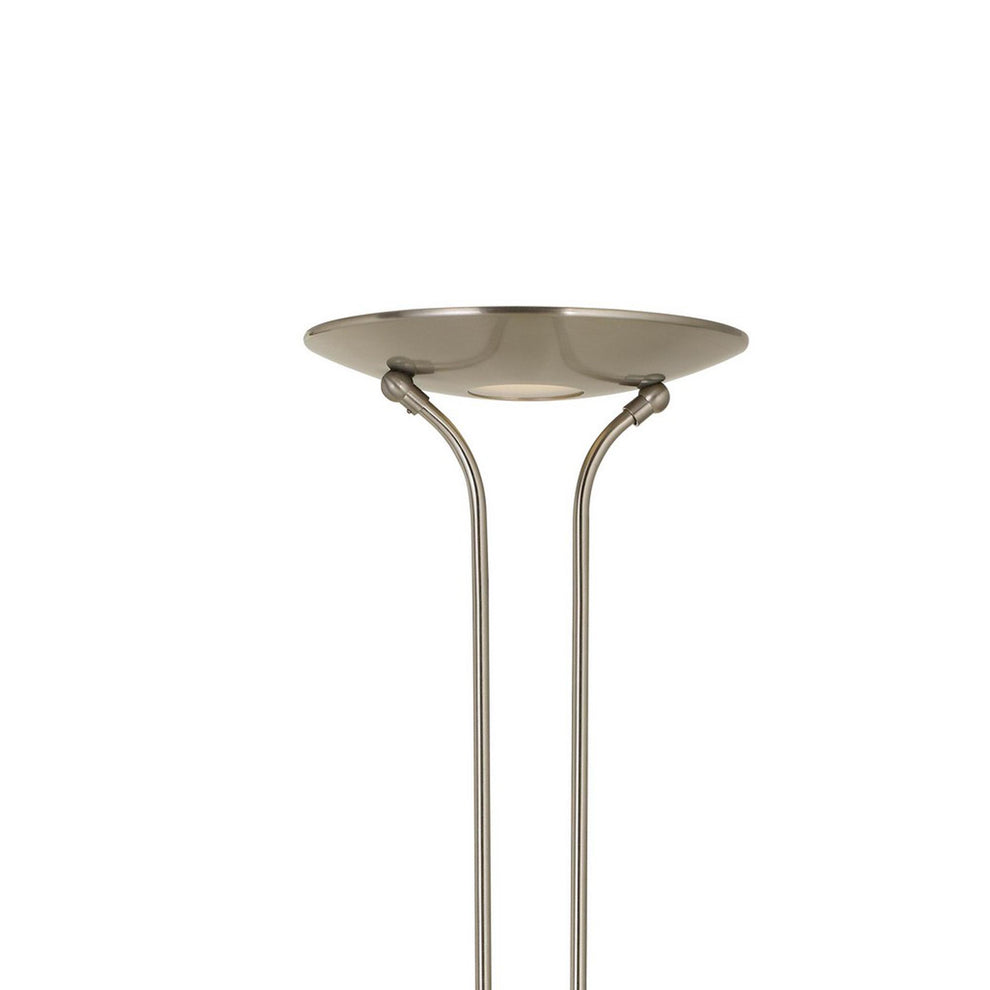 2 Metal Heads Torchiere Floor Lamp With Dimmer Control, Chrome By Benzara | Floor Lamps | Modishstore - 2