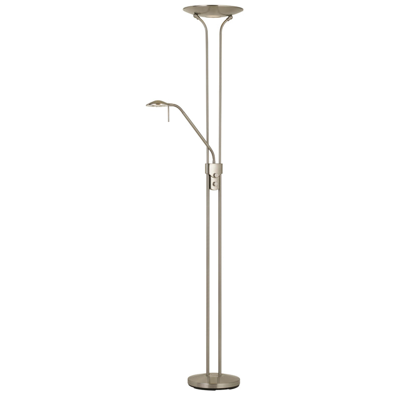 2 Metal Heads Torchiere Floor Lamp With Dimmer Control, Chrome By Benzara | Floor Lamps | Modishstore