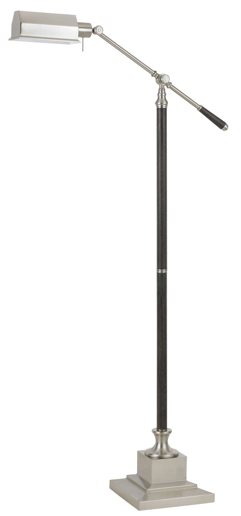 Metal Floor Lamp With Adjustable Arm And Pedestal Base, Silver And Black By Benzara | Floor Lamps |  Modishstore 