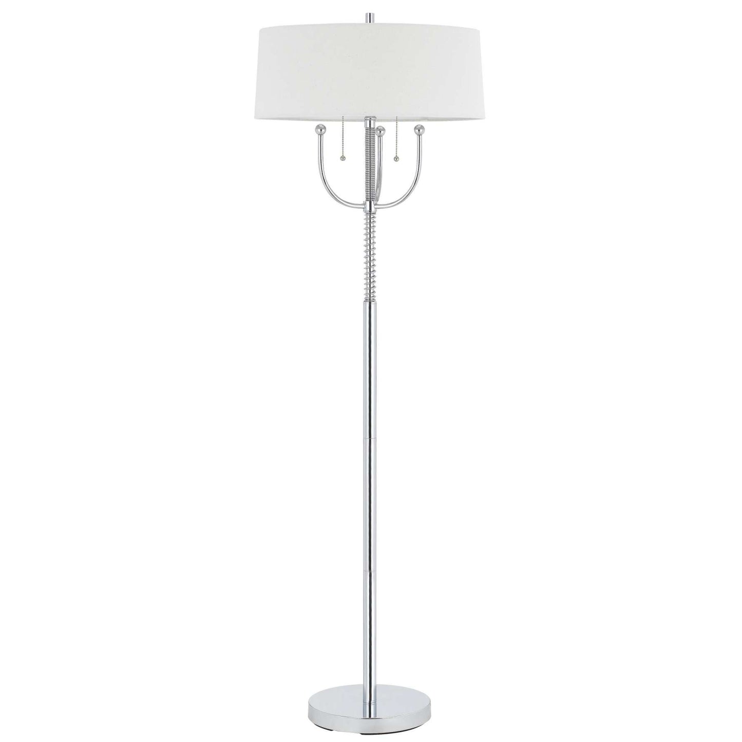 Metal Floor Lamp With Corkscrew Design Stalk Support And Drum Shade, Silver By Benzara | Floor Lamps |  Modishstore 