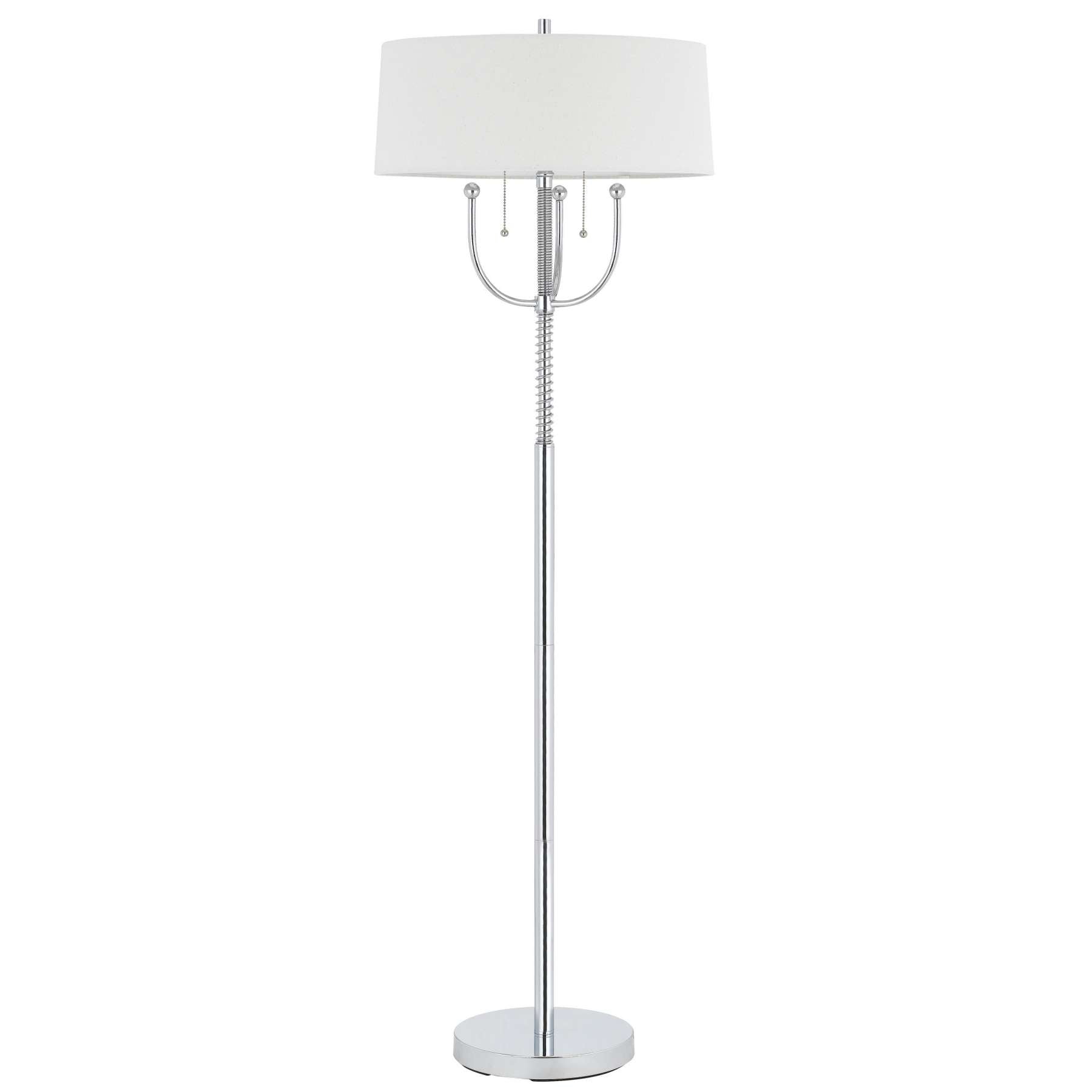 Metal Floor Lamp With Corkscrew Design Stalk Support And Drum Shade, Silver By Benzara | Floor Lamps |  Modishstore 