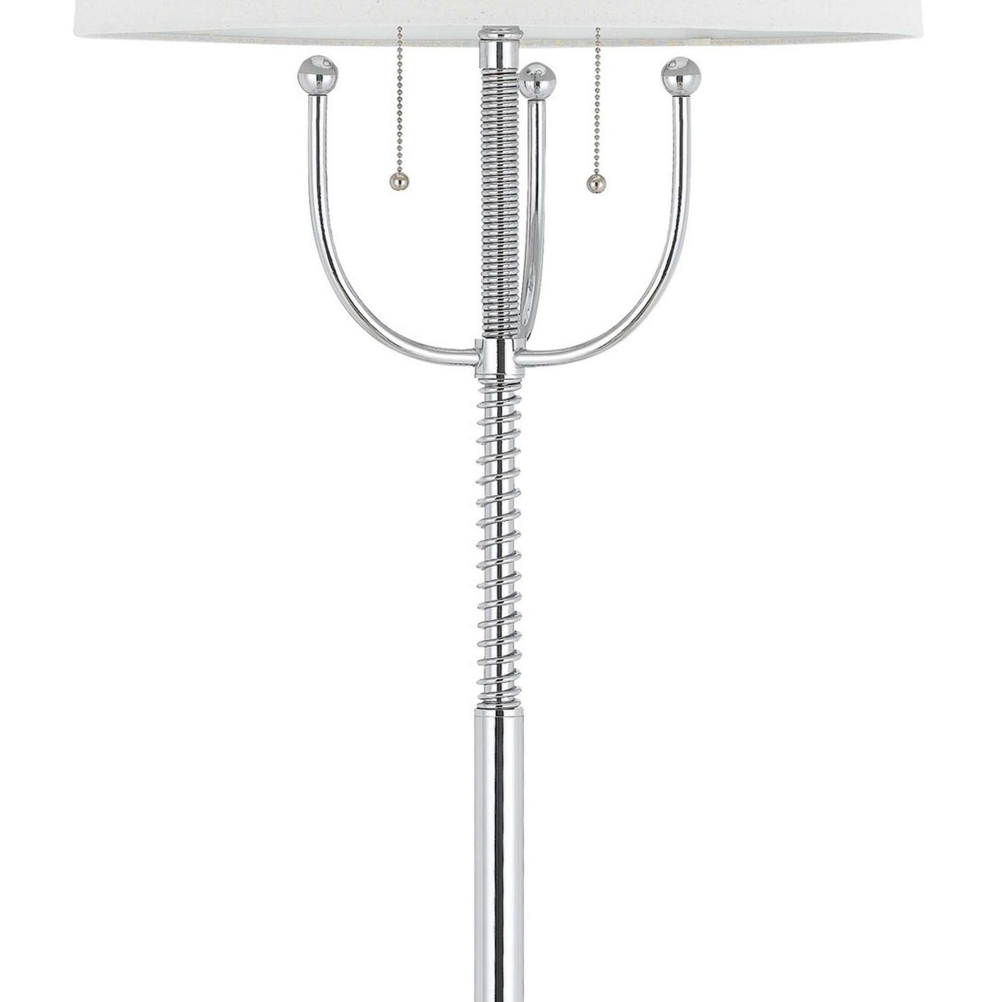 Metal Floor Lamp With Corkscrew Design Stalk Support And Drum Shade, Silver By Benzara | Floor Lamps |  Modishstore  - 4