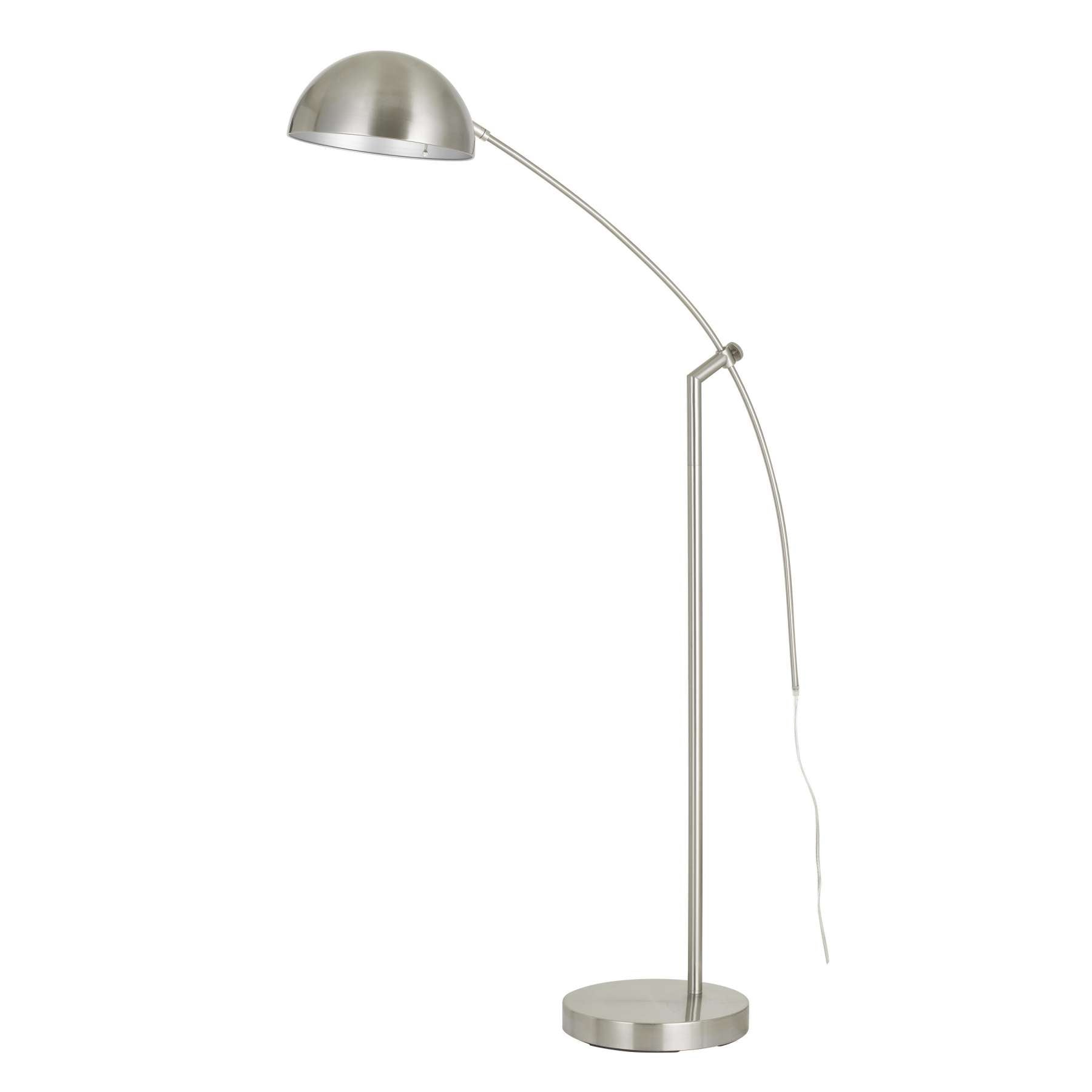 Metal Arc Design Floor Lamp With Round Base And Stalk Support, Silver By Benzara | Floor Lamps |  Modishstore 