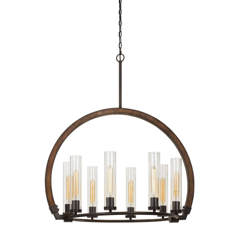 8 Bulb Chandelier With Arched Wooden And Metal Frame, Brown And Bronze By Benzara | Chandeliers |  Modishstore 