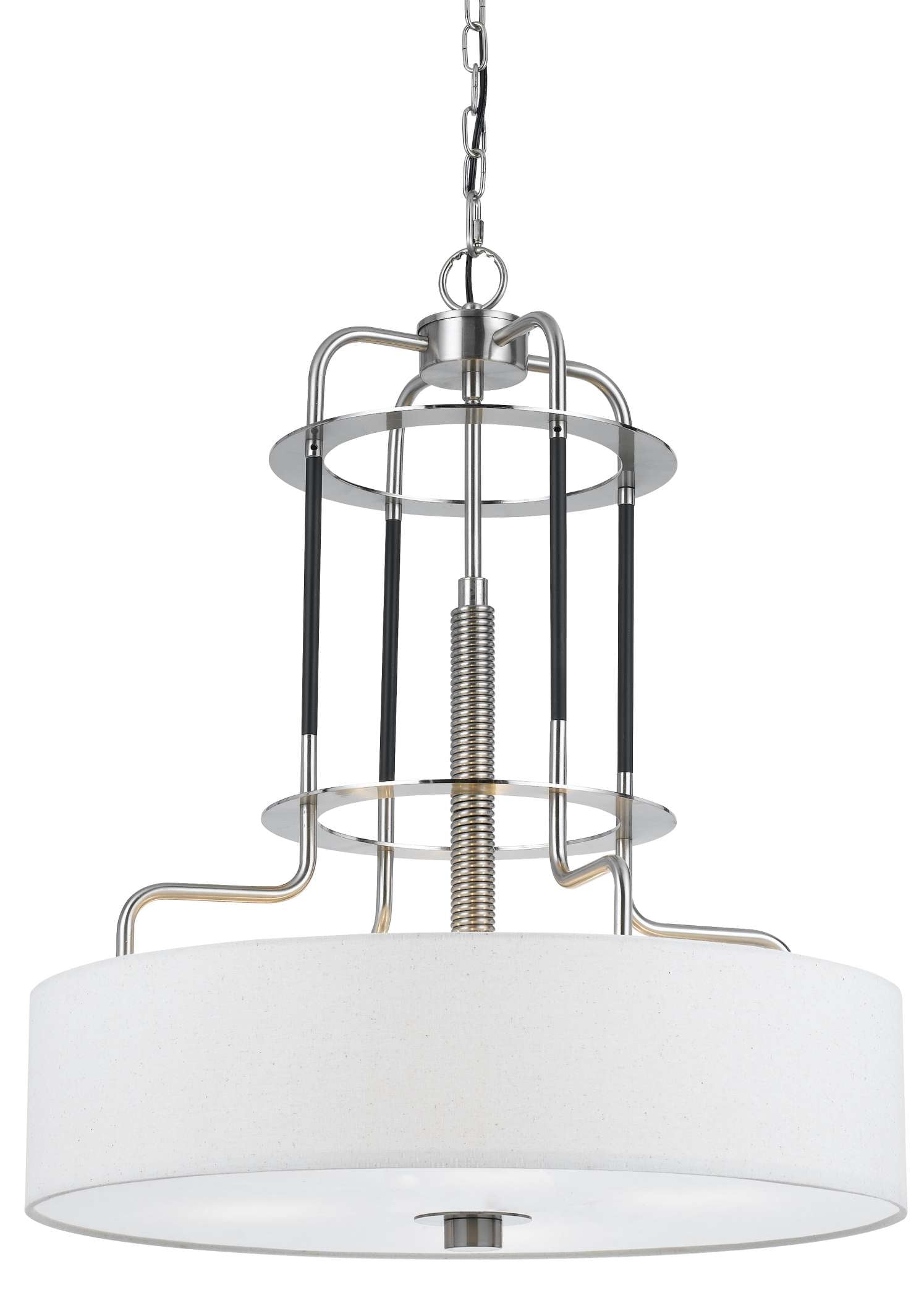 60 X 4 Watt Metal Frame Chandelier With Fabric Shade, White And Silver By Benzara | Chandeliers |  Modishstore 