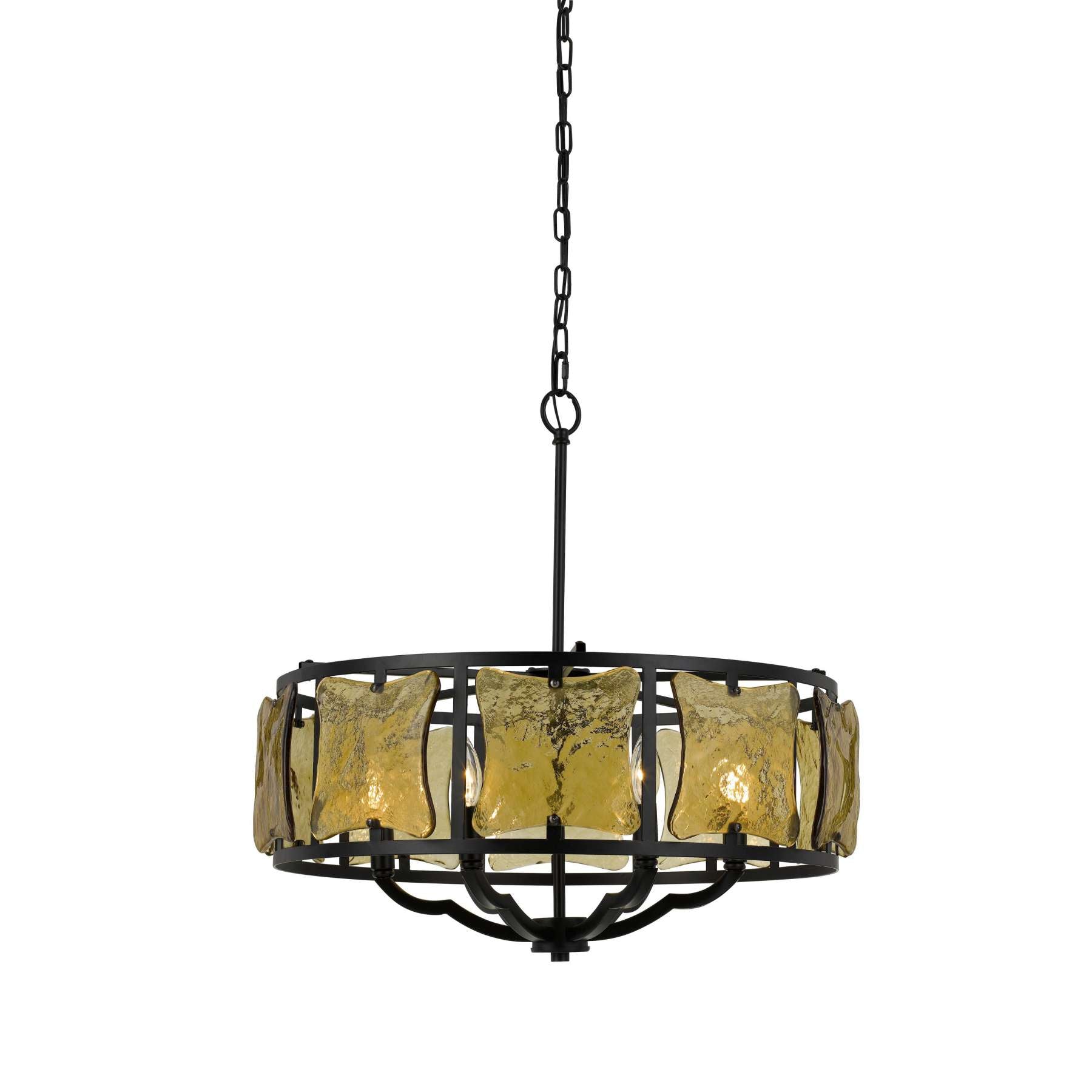60 X 6 Watt Metal Frame Chandelier With Glass Accent, Black And Gold By Benzara | Chandeliers |  Modishstore 