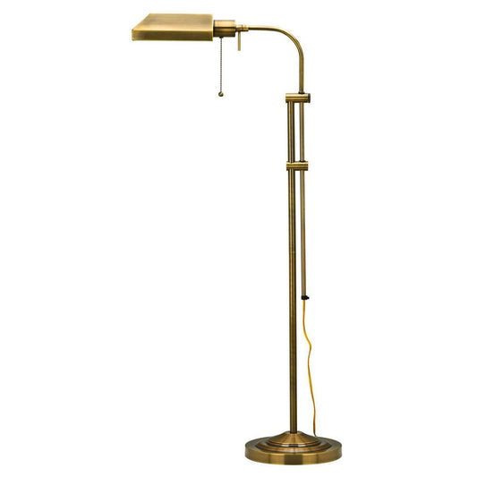 Metal Rectangular Floor Lamp With Adjustable Pole, Gold By Benzara | Floor Lamps |  Modishstore 