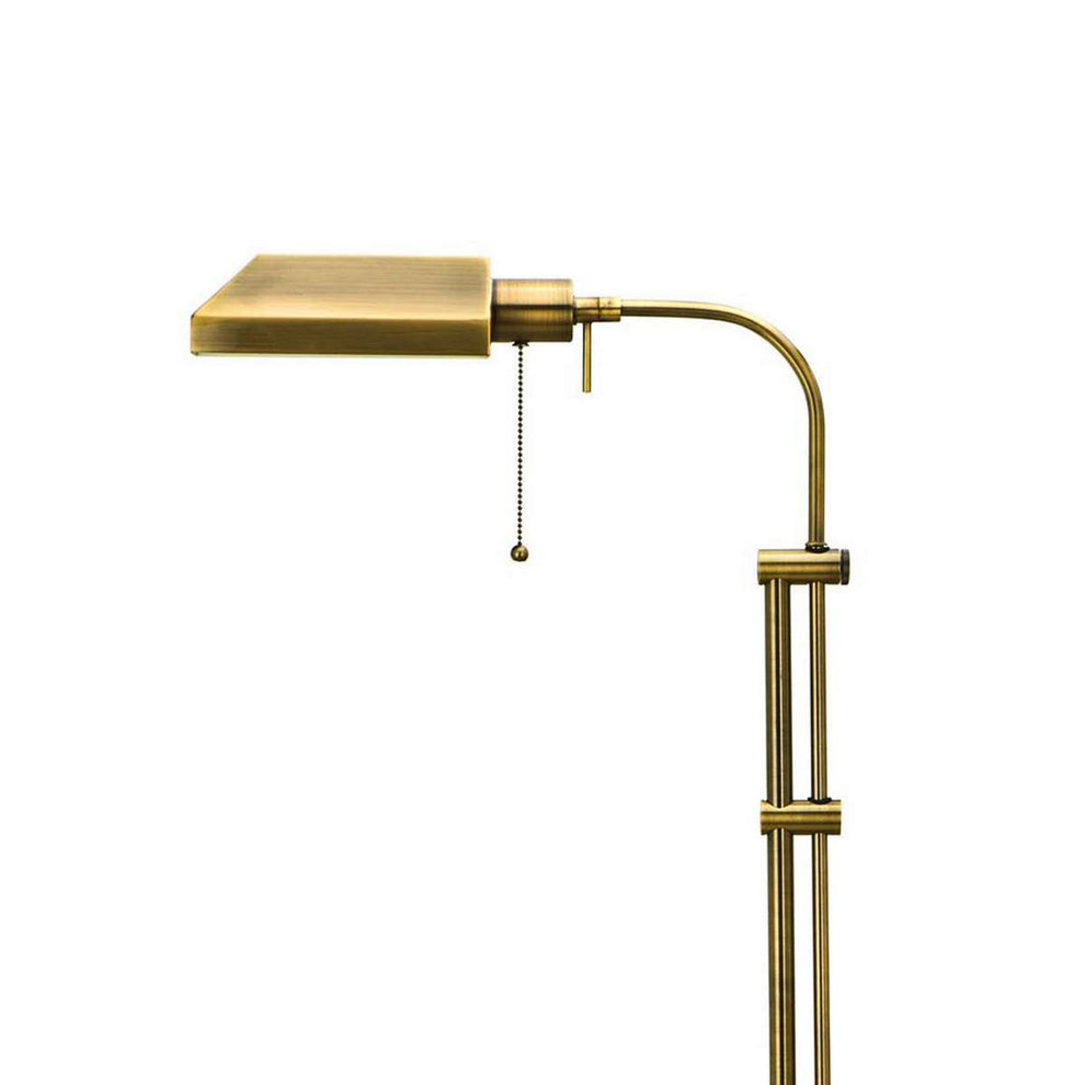 Metal Rectangular Floor Lamp With Adjustable Pole, Gold By Benzara | Floor Lamps |  Modishstore  - 5