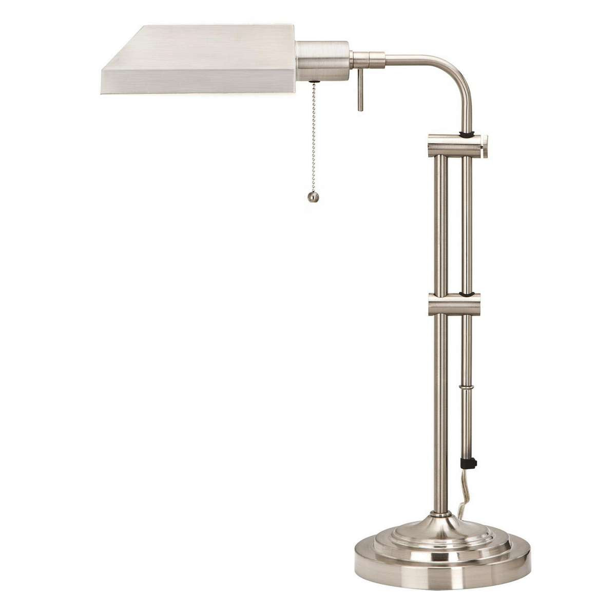 Metal Rectangular Desk Lamp With Adjustable Pole, Silver By Benzara | Table Lamps |  Modishstore 