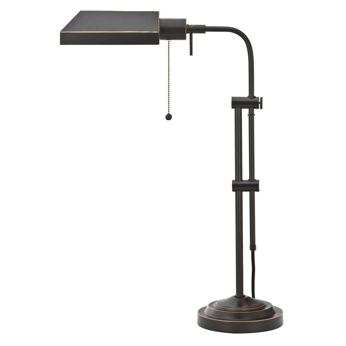 Metal Rectangular Desk Lamp With Adjustable Pole, Black By Benzara | Table Lamps |  Modishstore 