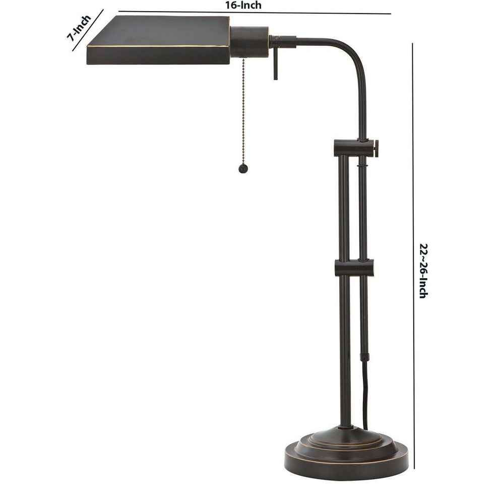 Metal Rectangular Desk Lamp With Adjustable Pole, Black By Benzara | Table Lamps |  Modishstore  - 2