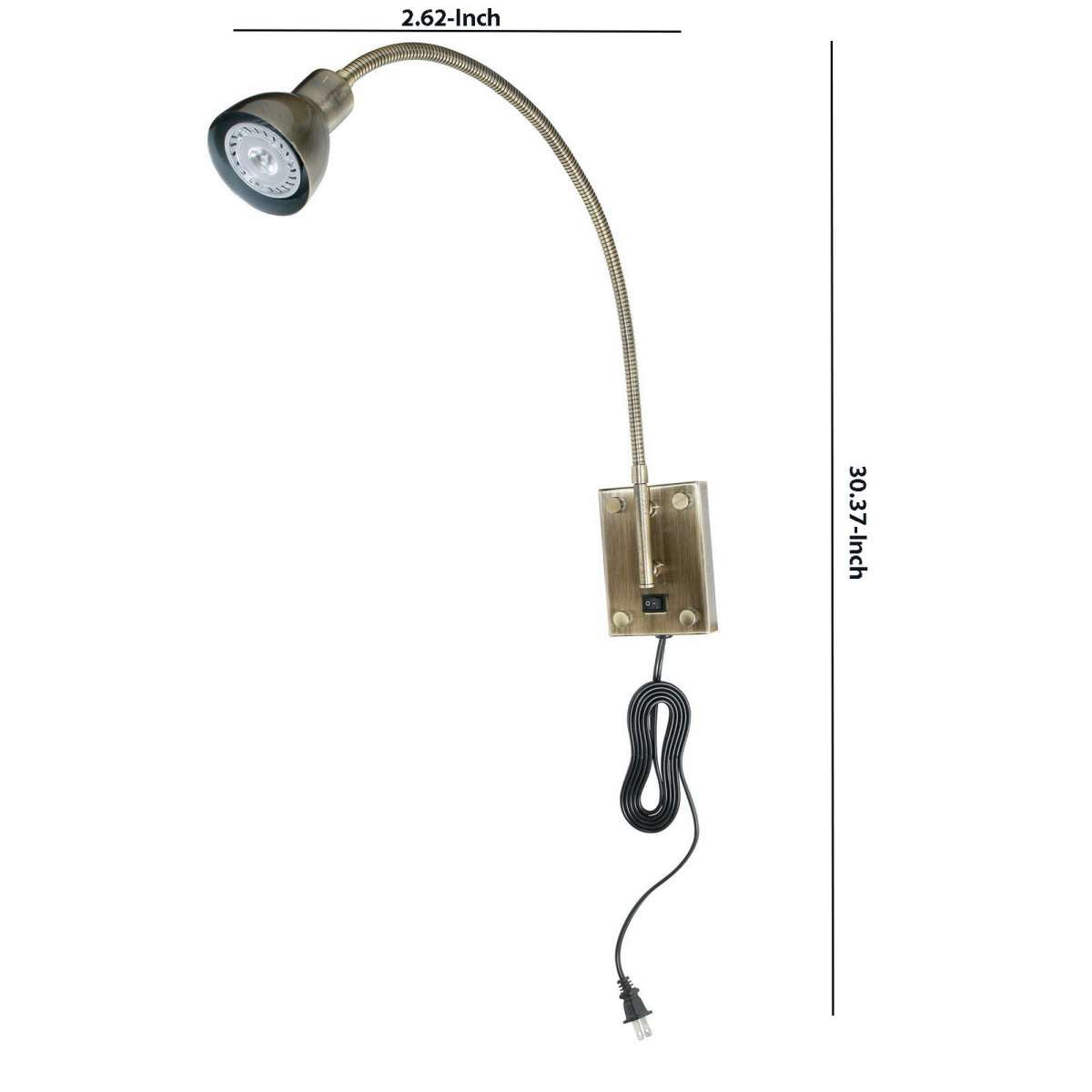 Metal Round Wall Reading Lamp With Plug In Switch, Silver And Gray By Benzara | Wall Lamps |  Modishstore  - 2