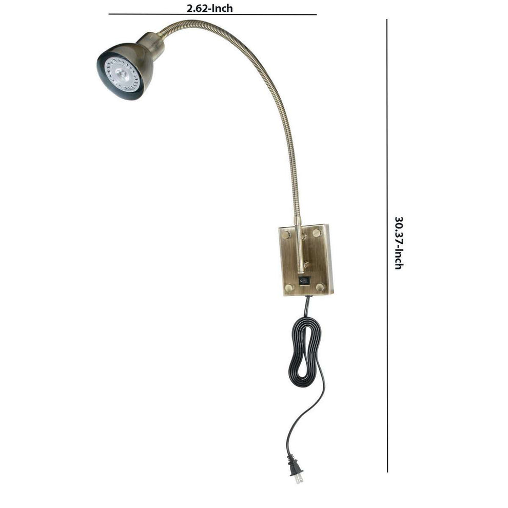 Metal Round Wall Reading Lamp With Plug In Switch, Silver And Gray By Benzara | Wall Lamps |  Modishstore  - 2