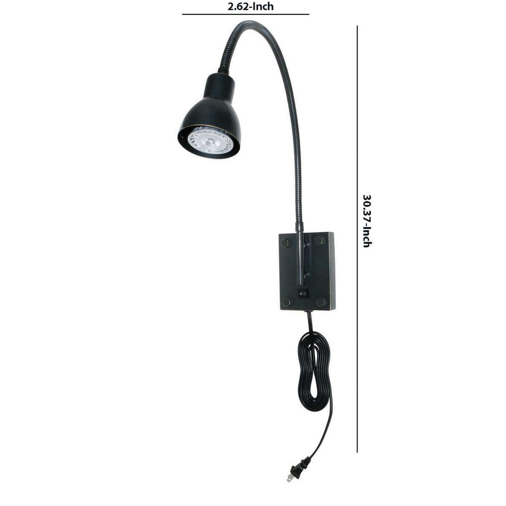 Metal Round Wall Reading Lamp With Plug In Switch, Black By Benzara | Wall Lamps |  Modishstore  - 2