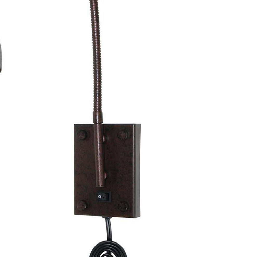 Metal Round Wall Reading Lamp With Plug In Switch, Bronze By Benzara | Wall Lamps |  Modishstore  - 4
