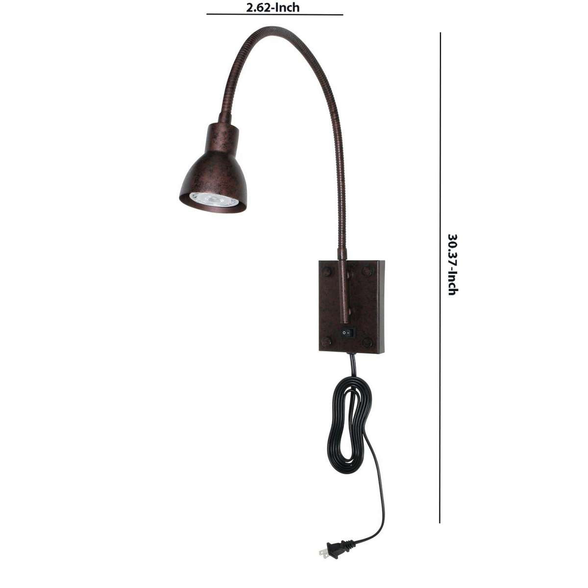 Metal Round Wall Reading Lamp With Plug In Switch, Bronze By Benzara | Wall Lamps |  Modishstore  - 2