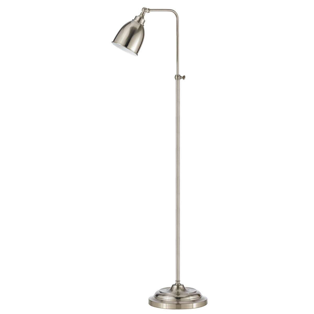 Metal Round 62" Floor Lamp With Adjustable Pole, Silver By Benzara | Floor Lamps |  Modishstore 