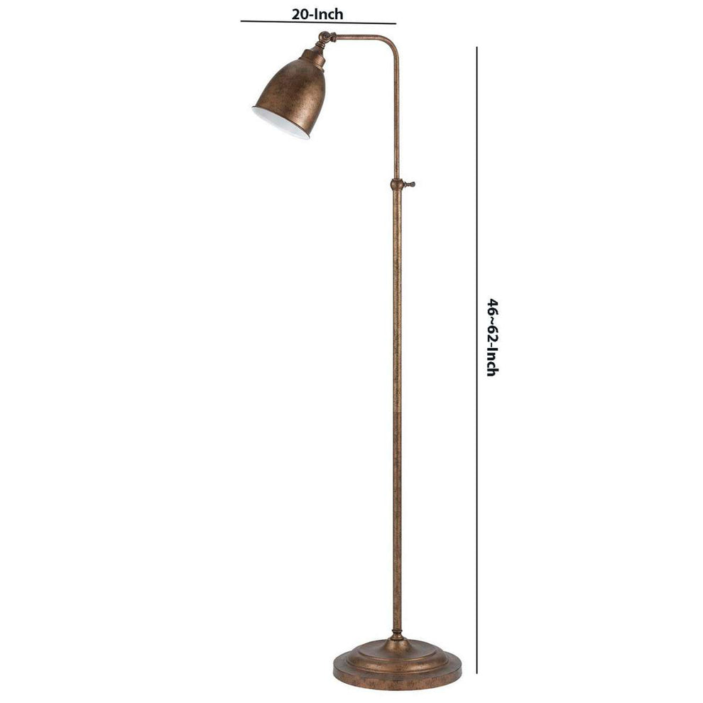 Metal Round 62" Floor Lamp With Adjustable Pole, Bronze By Benzara | Floor Lamps |  Modishstore  - 2
