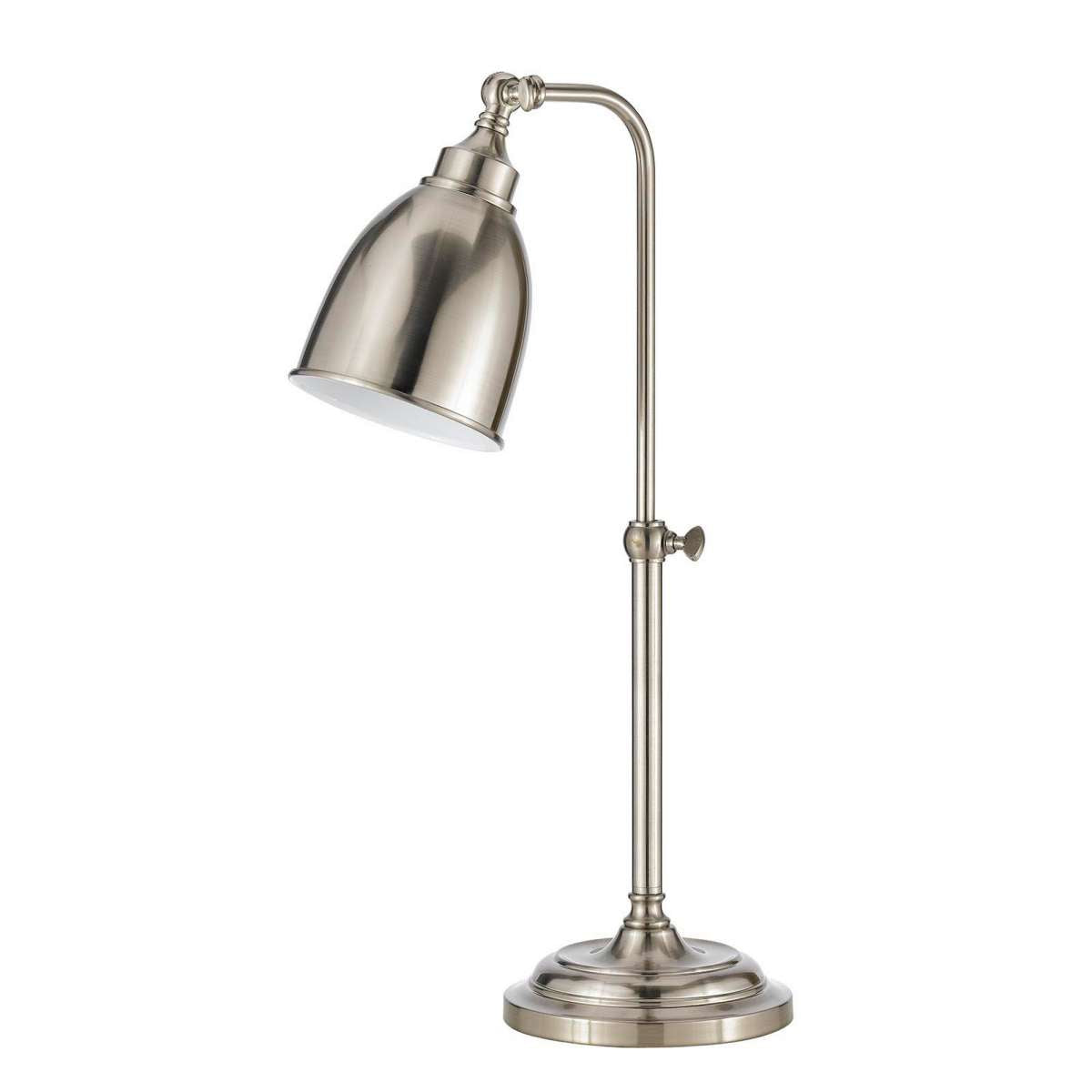 Metal Round 25" Table Lamp With Adjustable Pole, Silver By Benzara | Table Lamps |  Modishstore 