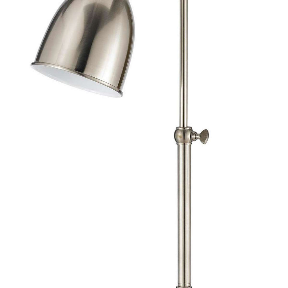 Metal Round 25" Table Lamp With Adjustable Pole, Silver By Benzara | Table Lamps |  Modishstore  - 4