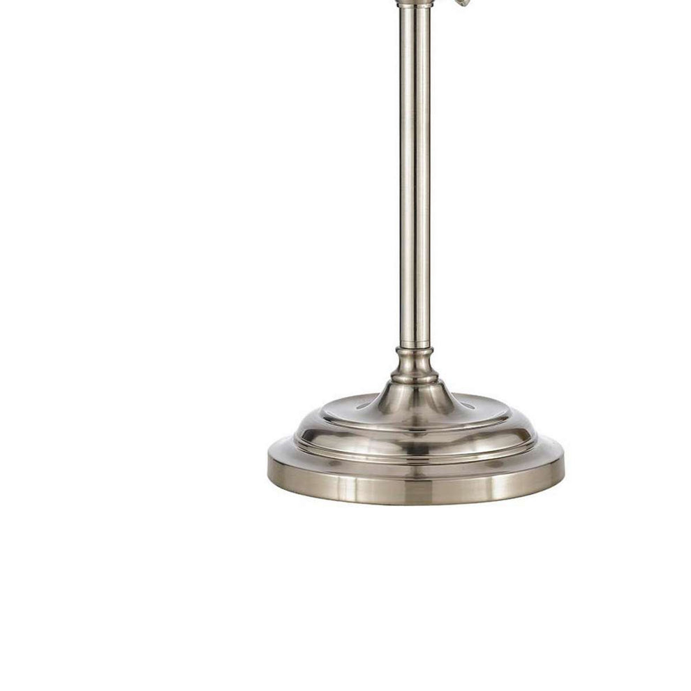 Metal Round 25" Table Lamp With Adjustable Pole, Silver By Benzara | Table Lamps |  Modishstore  - 3