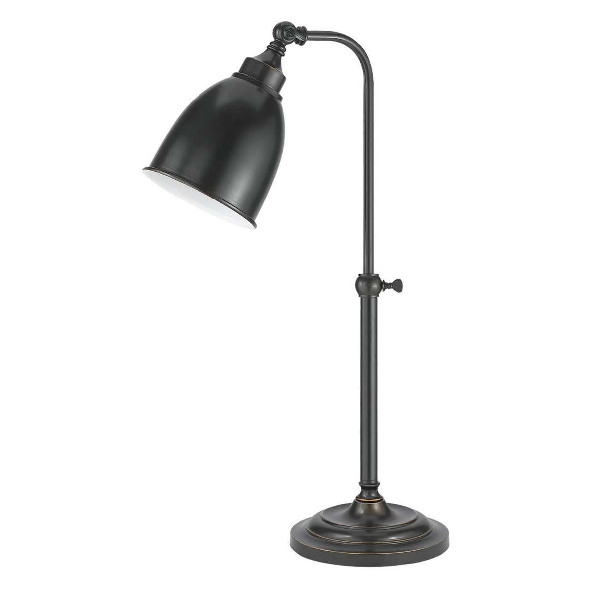 Metal Round 25" Table Lamp With Adjustable Pole, Dark Bronze By Benzara | Table Lamps |  Modishstore 