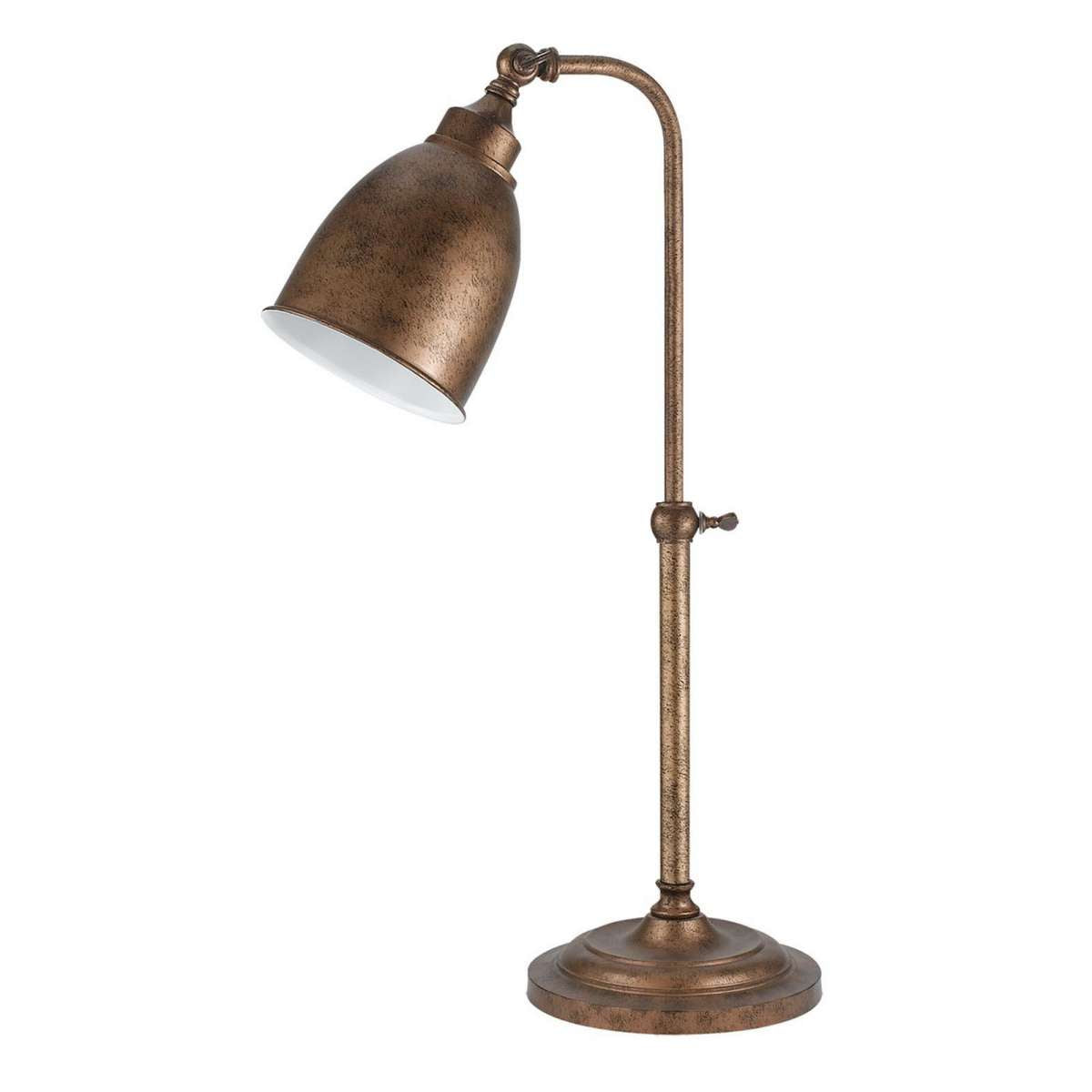 Metal Round 25" Table Lamp With Adjustable Pole, Bronze By Benzara | Table Lamps |  Modishstore 