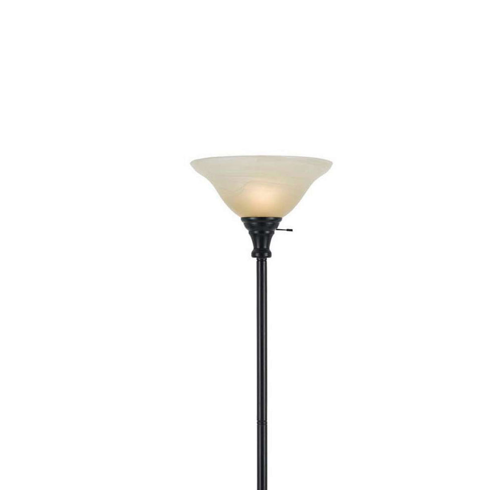 Metal Round 3 Way Torchiere Lamp With Frosted Shade, Dark Bronze And Gold By Benzara | Floor Lamps |  Modishstore  - 5