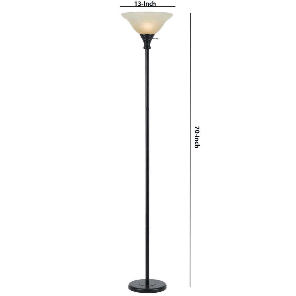 Metal Round 3 Way Torchiere Lamp With Frosted Shade, Dark Bronze And Gold By Benzara | Floor Lamps |  Modishstore  - 2