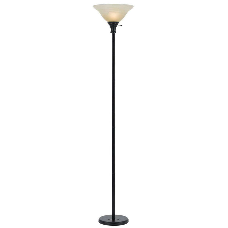 Metal Round 3 Way Torchiere Lamp With Frosted Shade, Dark Bronze And Gold By Benzara | Floor Lamps |  Modishstore 