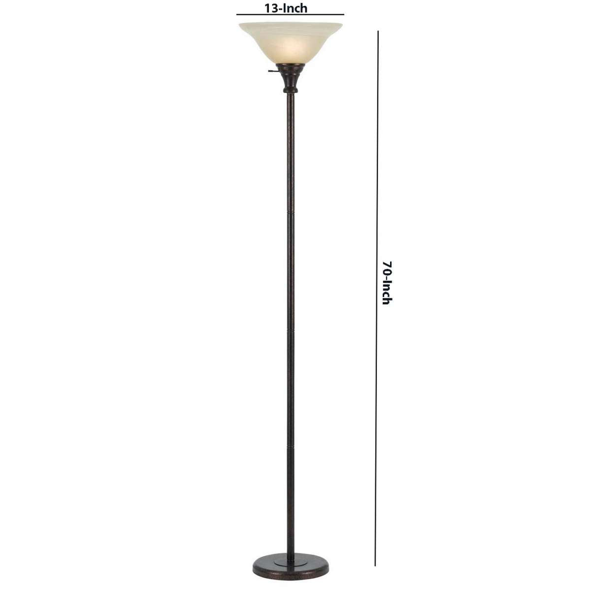 Metal Round 3 Way Torchiere Lamp With Frosted Glass Shade, Bronze And Gold By Benzara | Floor Lamps |  Modishstore  - 2