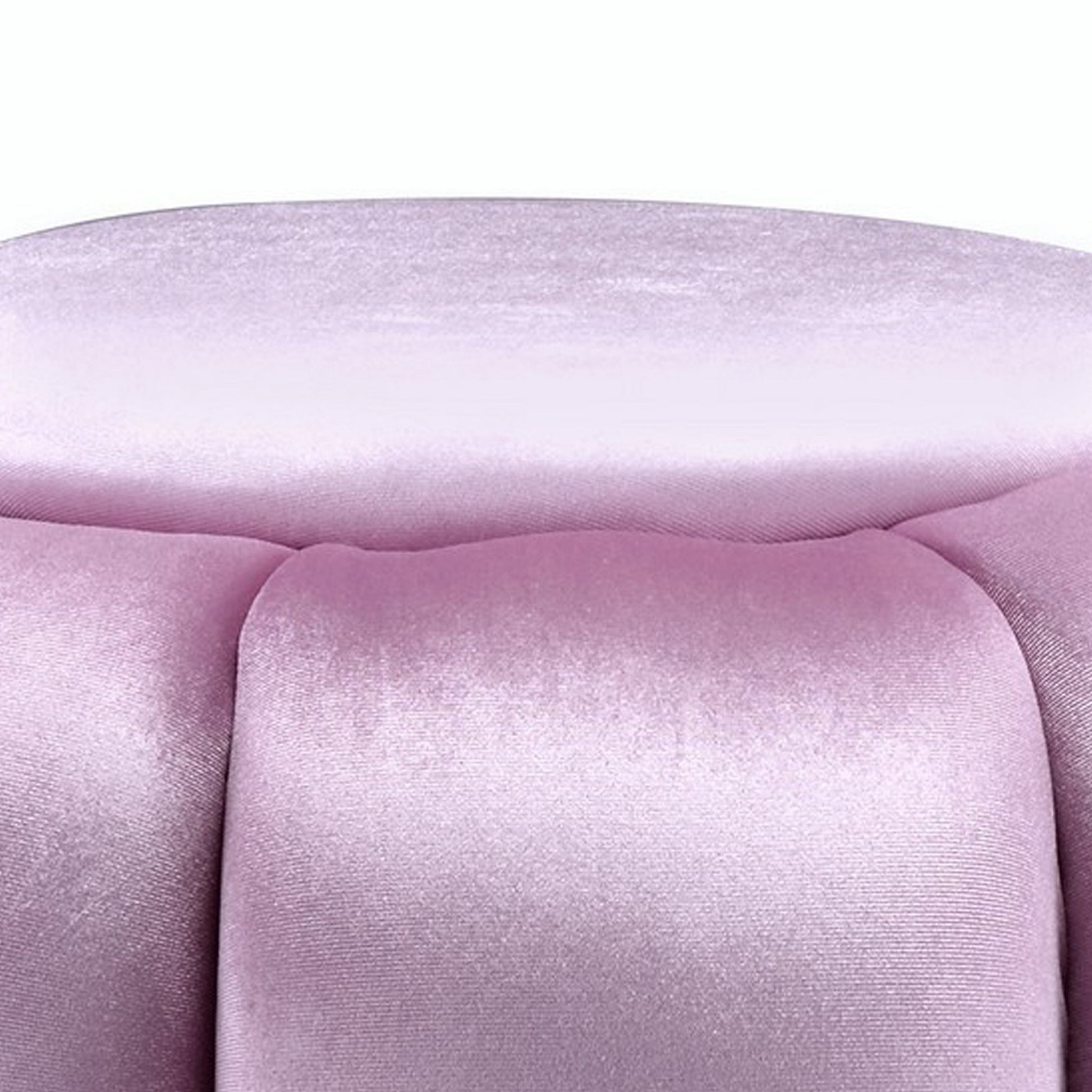 Fabric Channel Tufted Round Ottoman With Metal Base, Pink And Gold By Benzara | Ottomans | Modishstore - 2