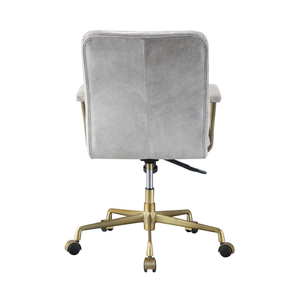 Adjustable Leatherette Swivel Office Chair With 5 Star Base, Gray And Gold By Benzara | Office Chairs |  Modishstore  - 3