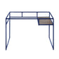 Rectangular Glass Top Desk With Open Compartment And Sled Base, Blue By Benzara | Desks |  Modishstore  - 4