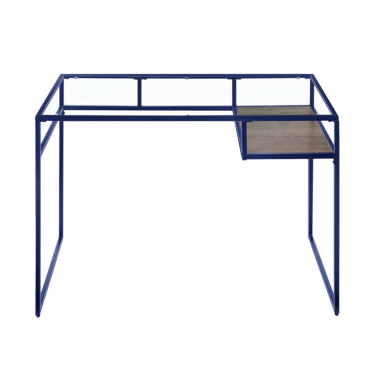 Rectangular Glass Top Desk With Open Compartment And Sled Base, Blue By Benzara | Desks |  Modishstore  - 4