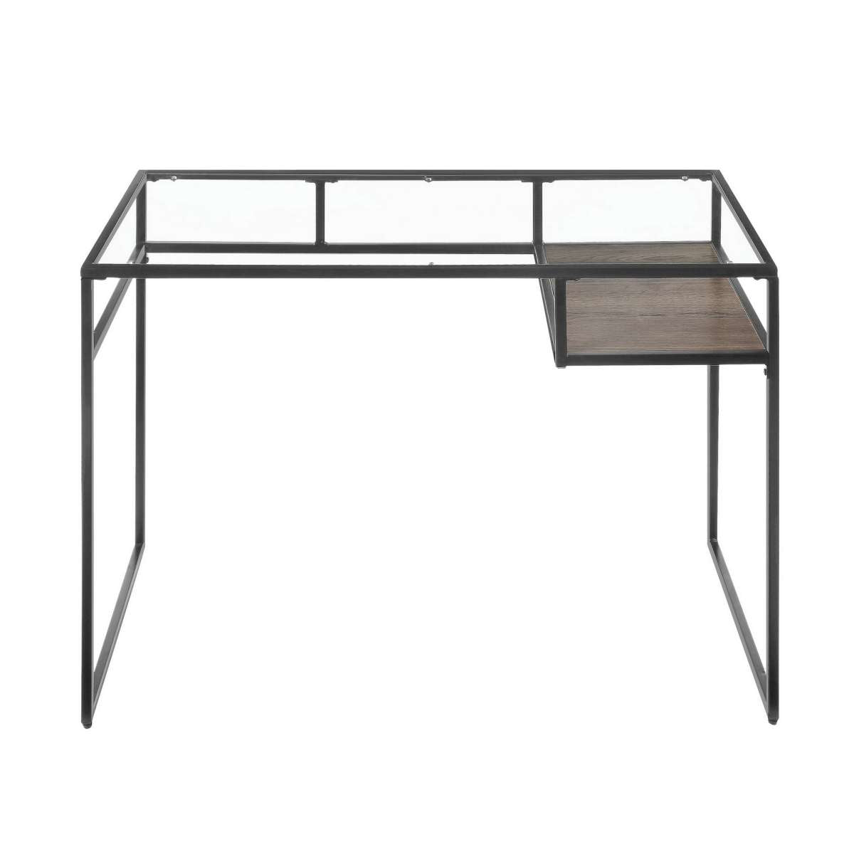 Rectangular Glass Top Desk With Open Compartment And Sled Base, Gray By Benzara | Desks |  Modishstore  - 4