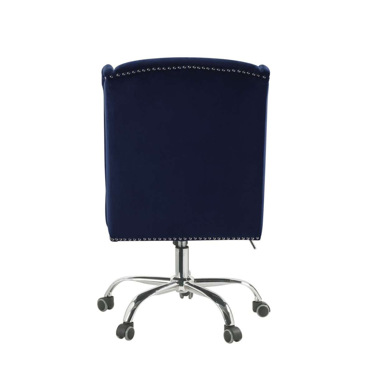 Velvet Upholstered Armless Swivel And Adjustable Tufted Office Chair, Blue By Benzara | Office Chairs |  Modishstore  - 4