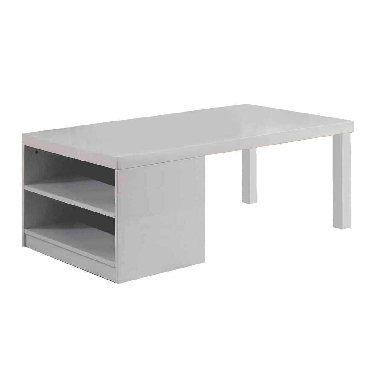 Wood And Metal Frame Coffee Table With Open Shelves, White And Chrome By Benzara | Coffee Tables |  Modishstore 