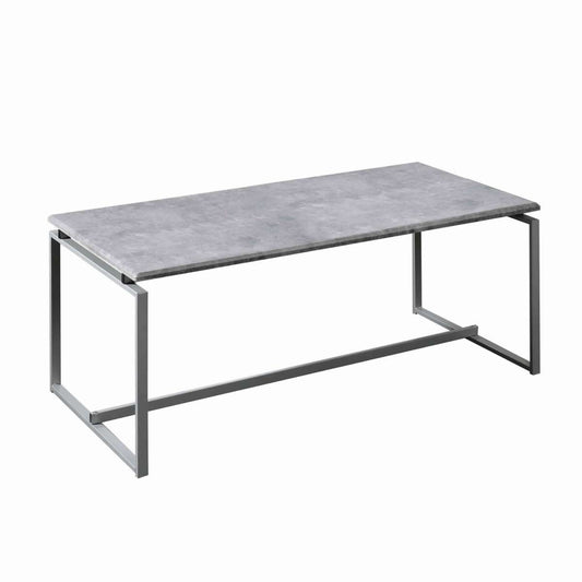 3 Piece Faux Concrete Top Occasional Table Set, Gray And Silver By Benzara | Coffee Tables |  Modishstore 