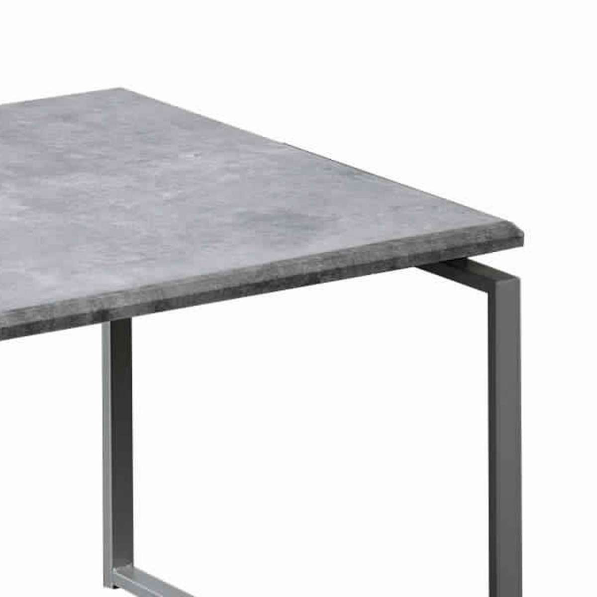 3 Piece Faux Concrete Top Occasional Table Set, Gray And Silver By Benzara | Coffee Tables |  Modishstore  - 5
