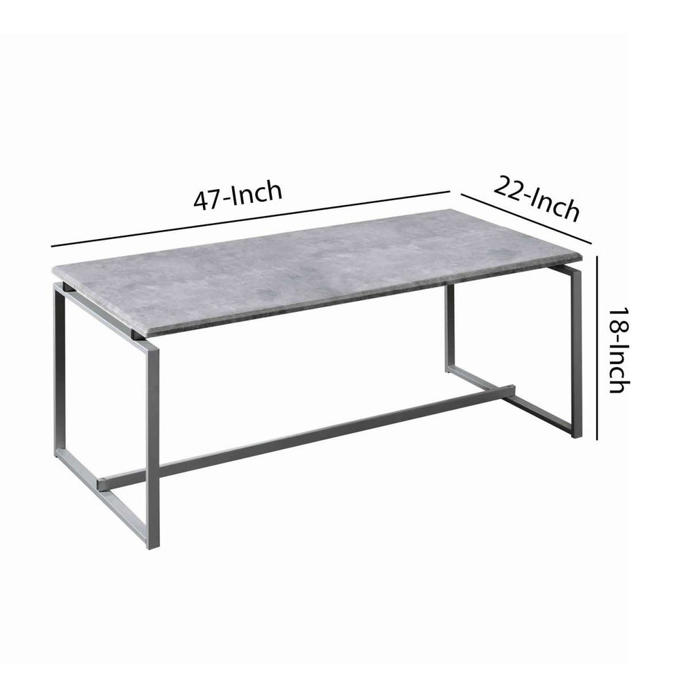 3 Piece Faux Concrete Top Occasional Table Set, Gray And Silver By Benzara | Coffee Tables |  Modishstore  - 2