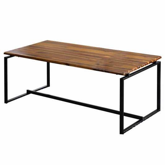 3 Piece Wooden Top Metal Frame Occasional Table Set, Brown And Black By Benzara | Coffee Tables |  Modishstore 